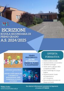 Iscrizioni a.s. 2024/25 SCUOLA SECONDARIA DI PRIMO GRADO - Tempo prolungato (36 ORE ore settimanali)