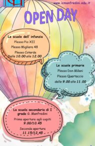 locandina openday evento 13 gennaio tutti i plessi